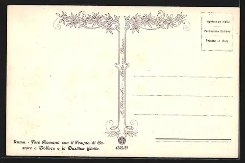 AK Roma, Foro Romano con il Tempio di Castore e Polluce e la Basilica Giulia