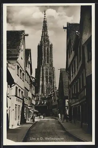 AK Ulm a. D., Strasse Walfischgasse mit Münster