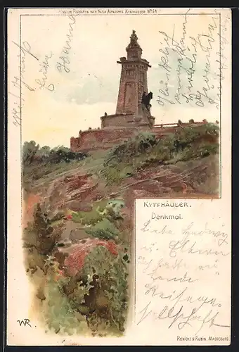 Lithographie Ansicht vom Kyffhäuser Denkmal