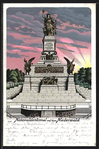Lithographie Nationaldenkmal auf dem Niederwald