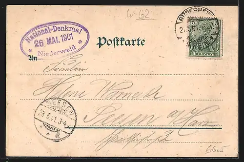 Lithographie Nationaldenkmal Niederwald, Krieg und Frieden