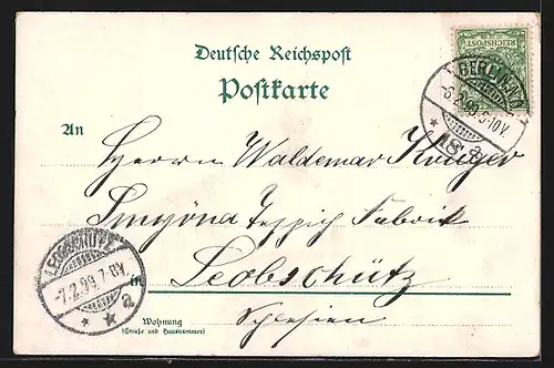 Lithographie Berlin, Rathaus mit Strassenbahn, Private Stadtpost, Königstrasse