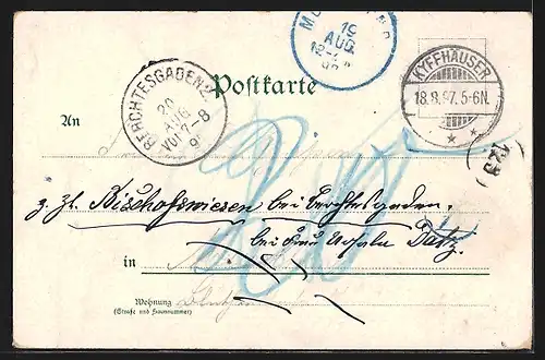 Lithographie Kyffhäuser, Barbarossa-Saal, Reiter-Standbild