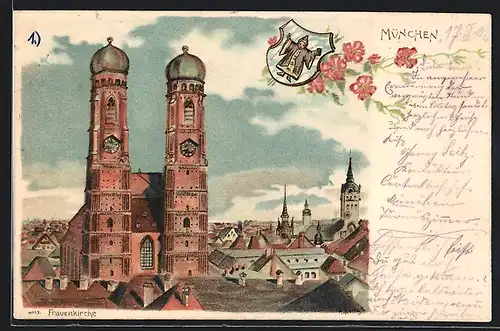 Lithographie München, Frauenkirche, Münchner Kindl