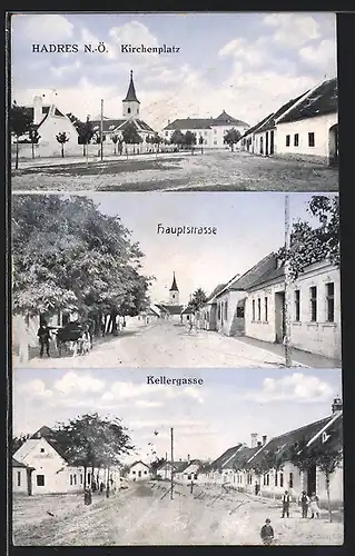 AK Hadres, Kirchenplatz, Hauptstrasse, Kellergasse