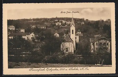 AK Eichgraben, Ortspartie mit Herz-Jesu-Kapelle