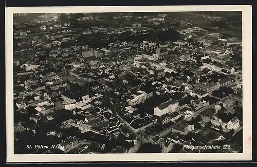 AK St. Pölten, Fliegeraufnahme der Stadt mit Kirche