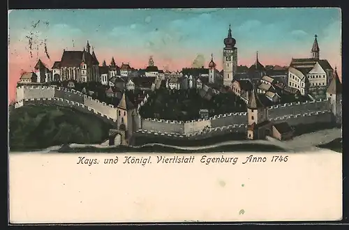 Künstler-AK Egenburg, Teilansicht anno 1746