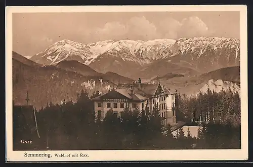 AK Semmering, Hotel Waldhof mit Rax