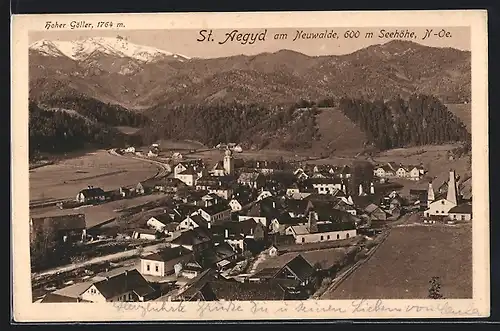AK St. Aegyd am Neuwalde, Ortsansicht mit Alpenblick