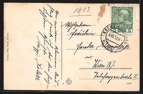 AK Krems, Steinertor mit Cafe Stadtpark