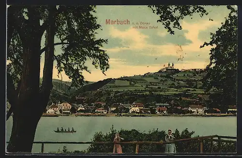 AK Marbach a. d. Donau, Uferansicht mit Umgebung, Maria Taferl