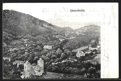 AK Hinterbrühl, Panorama mit Kirche