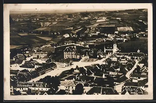 AK Sitzendorf /N.-D., Teilansicht mit Kirche, Fliegeraufnahme