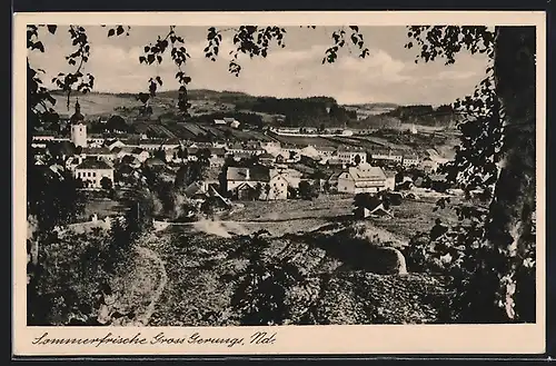 AK Gross Gerungs, Blick von einer Anhöhe auf den Ort
