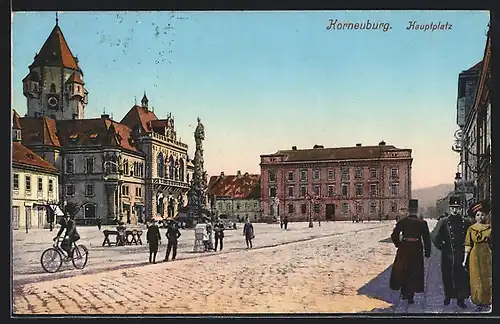 AK Korneuburg, Hauptplatz mit Denkmal