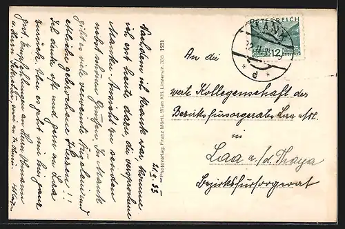 AK Mank, Blick über Felder und Wiesen auf den Ort