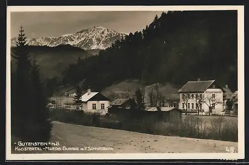 AK Gutenstein, Maierei Burger mit Schneeberg