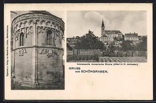 AK Grabern, Schöngrabern, Interessante romanische Kirche