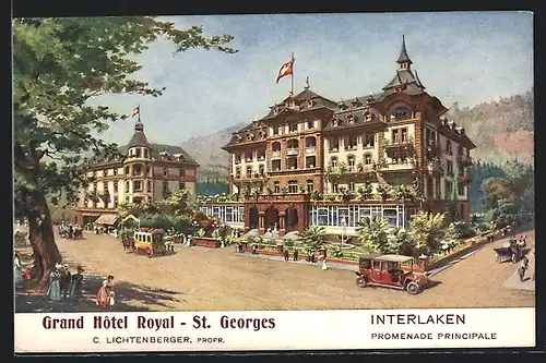 Künstler-AK Interlaken, Grand Hotel Royal St. Georges, Promenade Principale