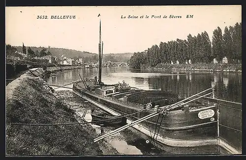 AK Bellevue, La Seine et le Pont de Sèvres