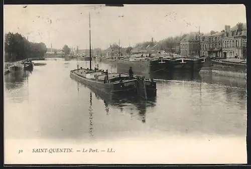 AK Saint-Quentin, Dampfer im Hafen