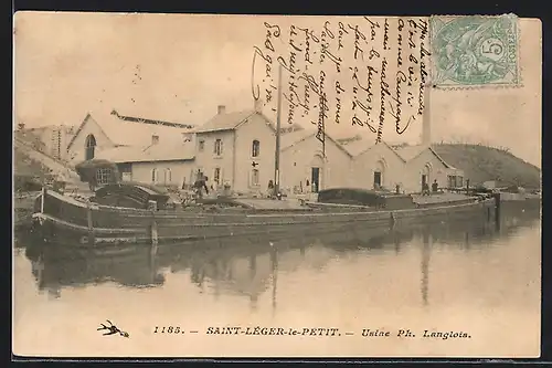 AK Saint-Léger-le-Petit, Usine Ph. Langlois, Dampfer