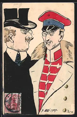 AK Husaren-Offizier in Uniform mit Monokel