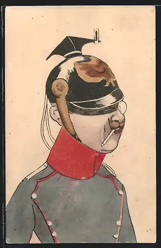 AK Soldat in Uniform mit Pickelhaube