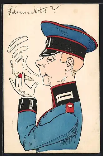 AK Karikatur eines Garde-Offiziers
