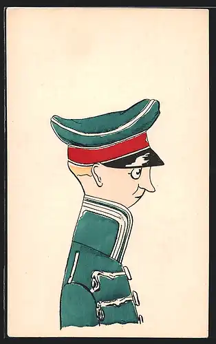 Künstler-AK Husar in grüner Uniform