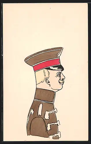 Künstler-AK Blonder Husar in brauner Uniform mit Schirmmütze