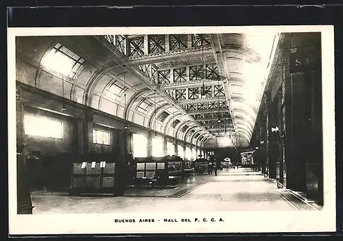 AK Buenos Aires, Hall des F. C. C. A., In der Bahnhofshalle