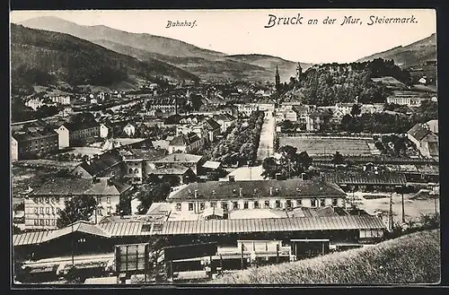 AK Bruck an der Mur /Steiermark, Blick auf den Bahnhof