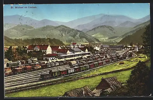 AK St. Michael ob Leoben, Blick auf Bahnhof und Ort