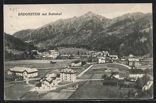 AK Badgastein, Ortsansicht mit Bahnhof