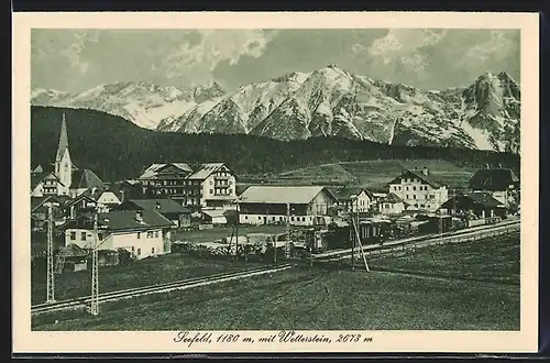 AK Seefeld, Ortsansicht mit Wetterstein