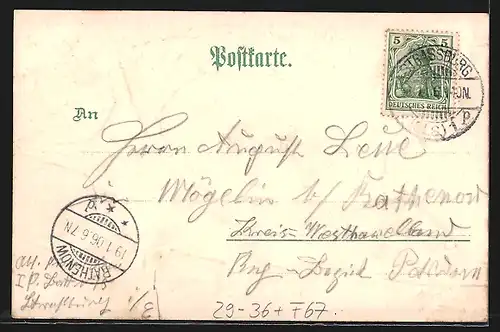 Lithographie Strassburg, Wasserfall in der Orangerie, Ansicht auf Muschel