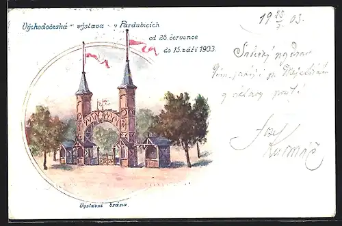 Künstler-AK Pardubice, Vychodoceska vystava 1903, Ausstellung