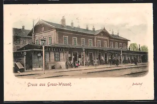 AK Gross-Wossek, Blick zum Bahnhof