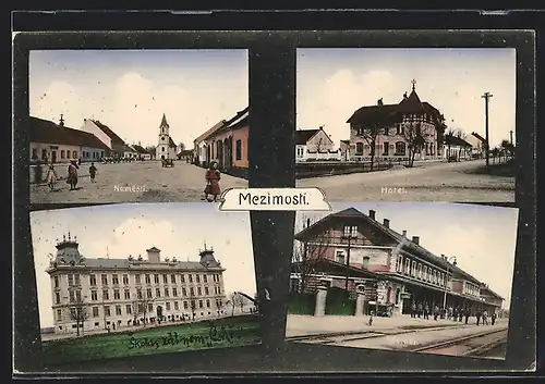 AK Mezimosti, Nadrazi, Namesti & Hotel, Bahnhof