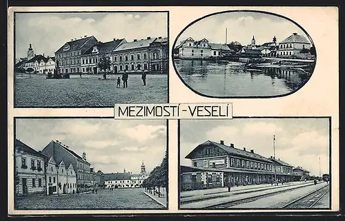 AK Mezimosti-Veseli, Namesti, Nadrazi, Bahnhof