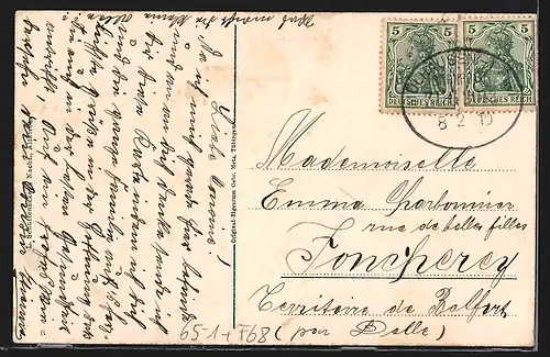 AK Altkirch, Totalansicht mit Kirche und Eisenbahn