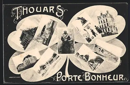 AK Thouars, Pavillon, Viadukt und Strassenpartie im Kleeblatt, Passepartout