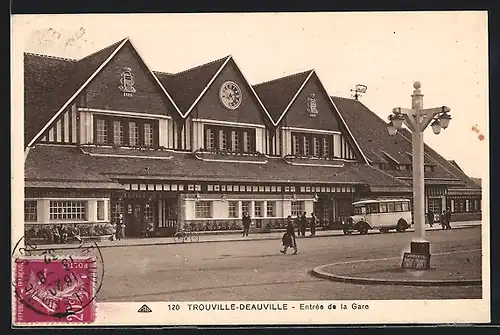 AK Trouville-Deauville, Entrée de la Gare, Bahnhof
