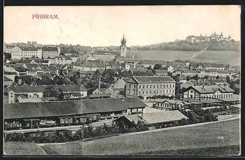 AK Pribram, Celkovy pohled, Nadrazi, Bahnhof