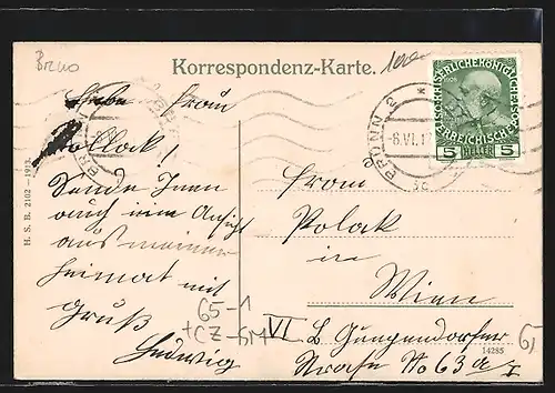 AK Brünn / Brno, Zentral-Bahnhof, Strassenbahn