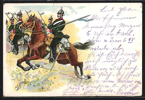AK Soldaten der Kavallerie in Uniform zu Pferde