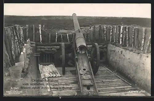 AK Westlicher Kriegsschauplatz, Verlassene englische Artillerie-Stellung in Maubeuge