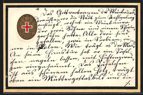 Präge-AK Rotes Kreuz, Offizielle Kriegsfürsorge Wappen